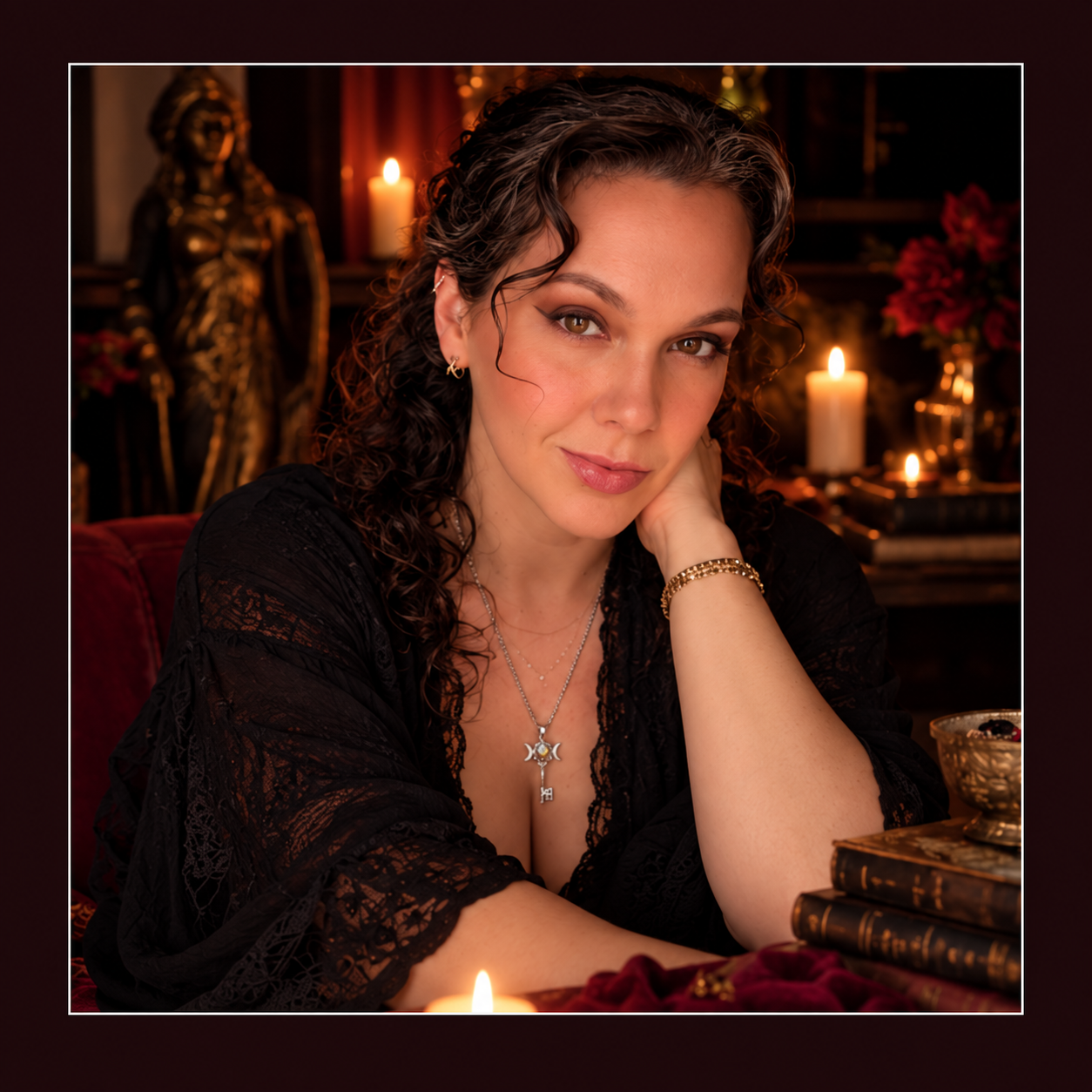 Casey Hateley in candlelight